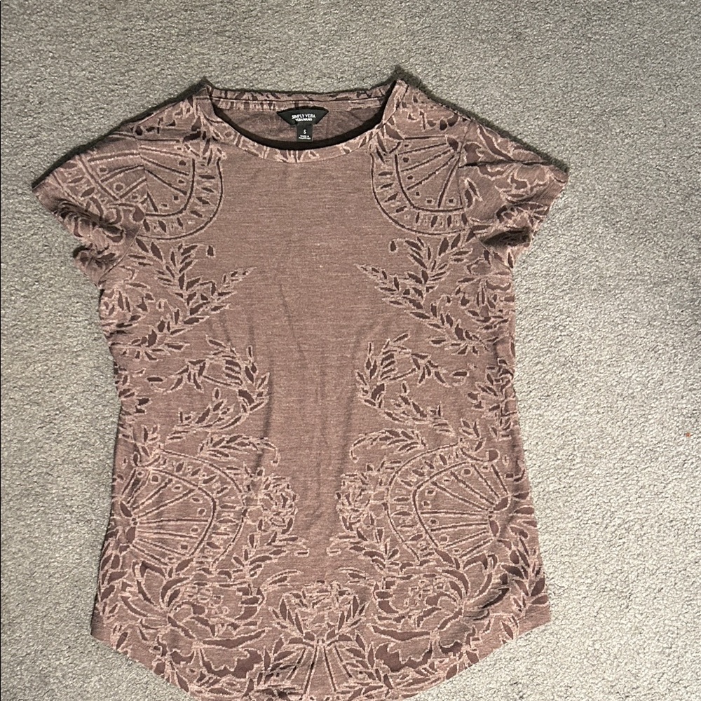 Taupe Embroidered Short Sleeve Top